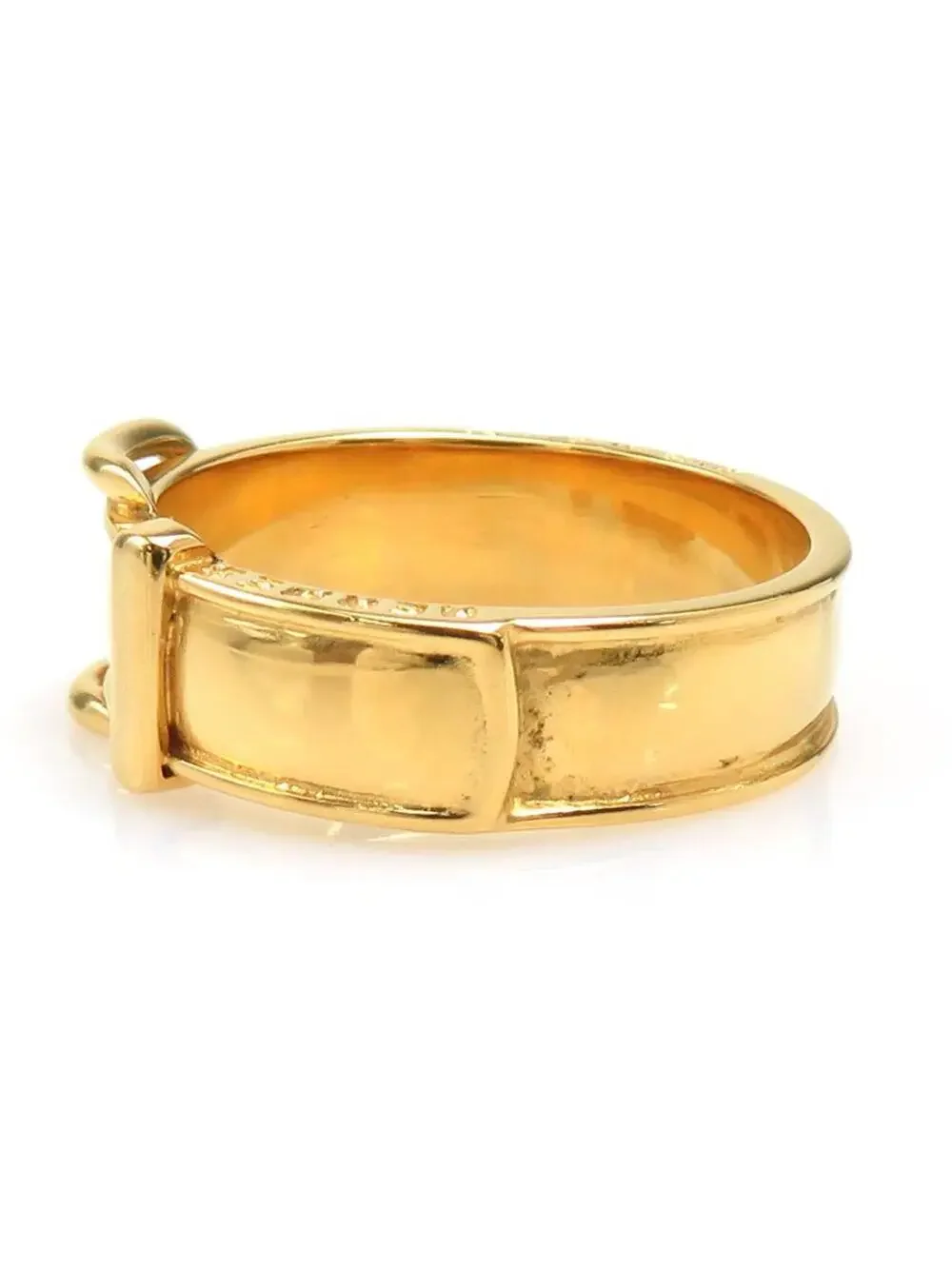 Auth Hermes Belt Motif Scarf Ring Gold #302919H16B